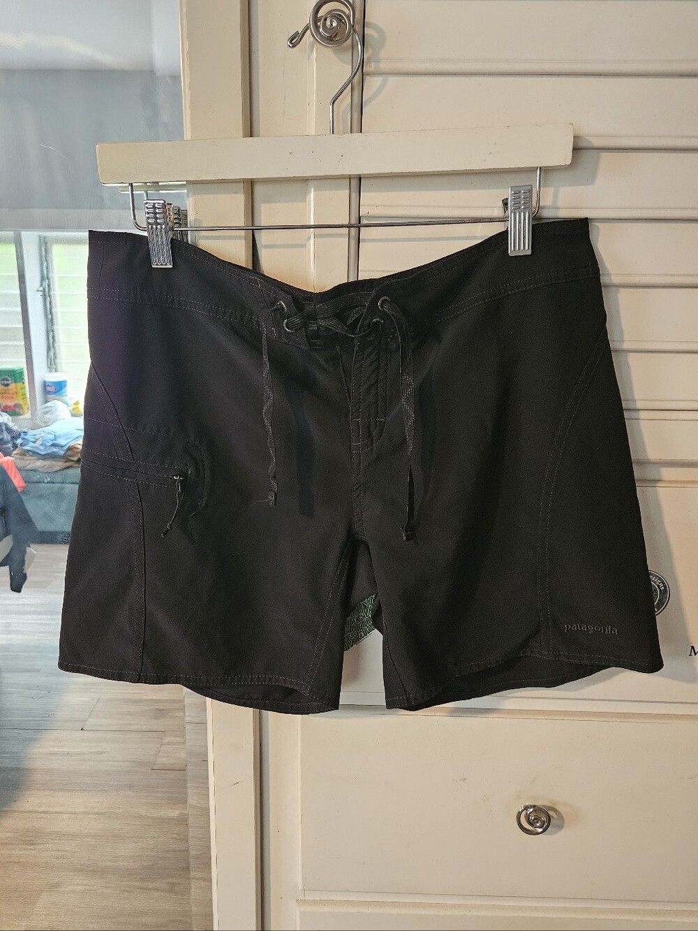 Patagonia Black Board Shorts with Lace-Up Waist